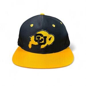 Vintage 90s logo 7 university of Colorado Buffaloes black snapback hat